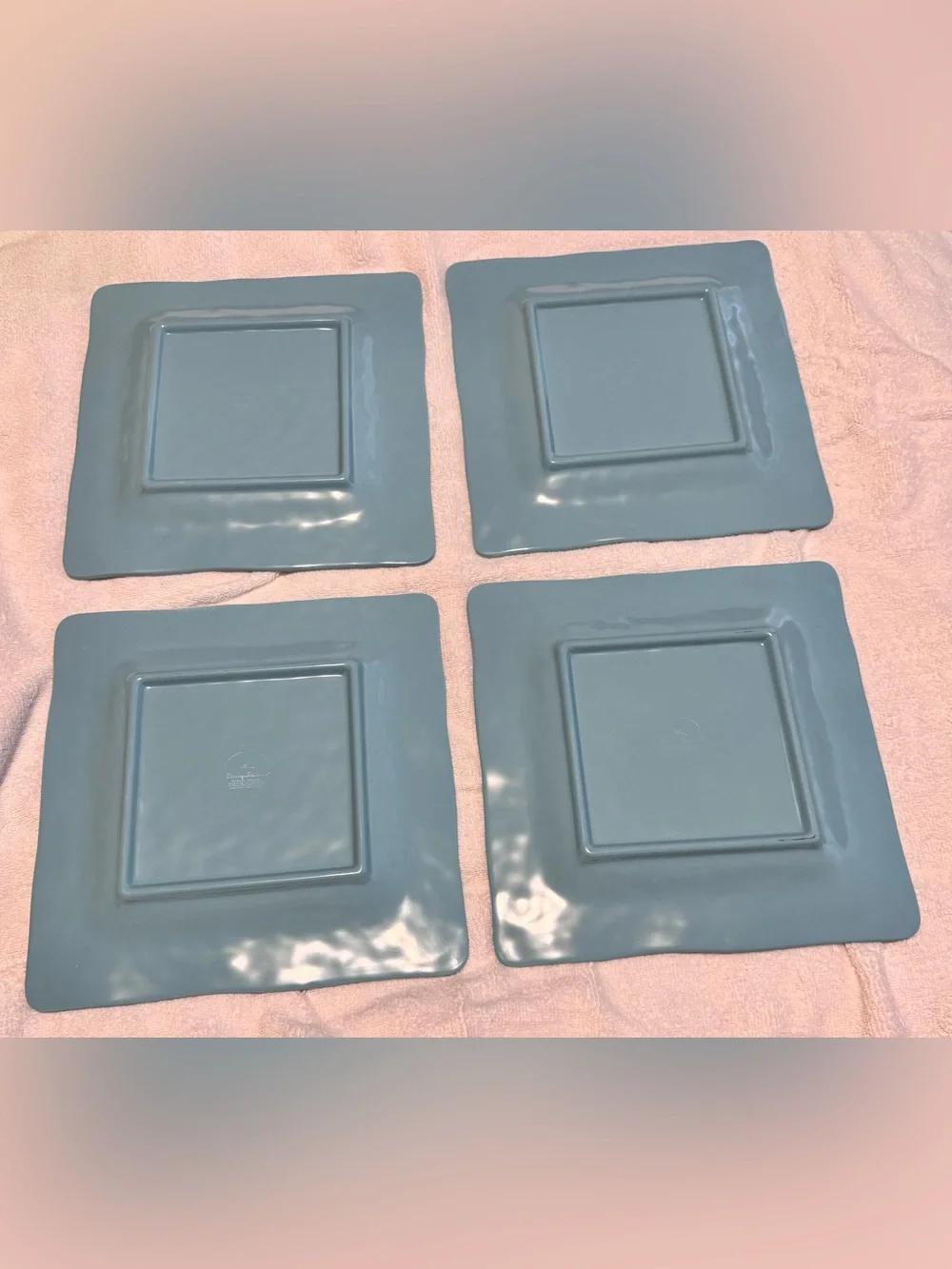 Tommy Bahama Caribbean Blue 100% Melamine 10.5” Square Dinner Plates Set of 4